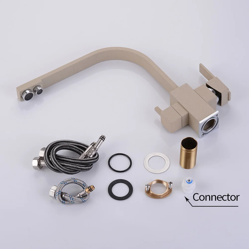  Filter Kitchen Faucets Deck Mounted Mixer Tap 360 Rotation with Water Purification Beige Mixer Tap  - 33036549463