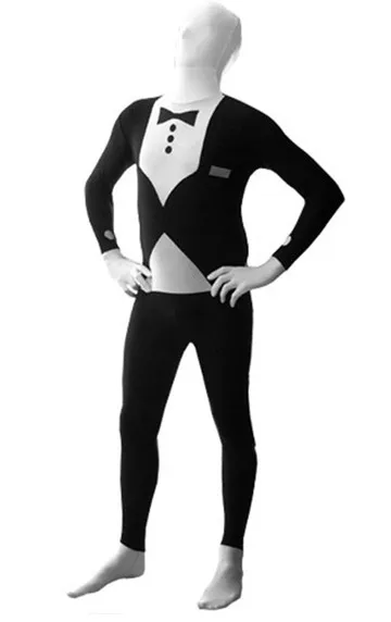 

Watermonkey Black & White Gentleman Slender men Spandex Lycra Bodysuit Zentai Suits Halloween Fancy