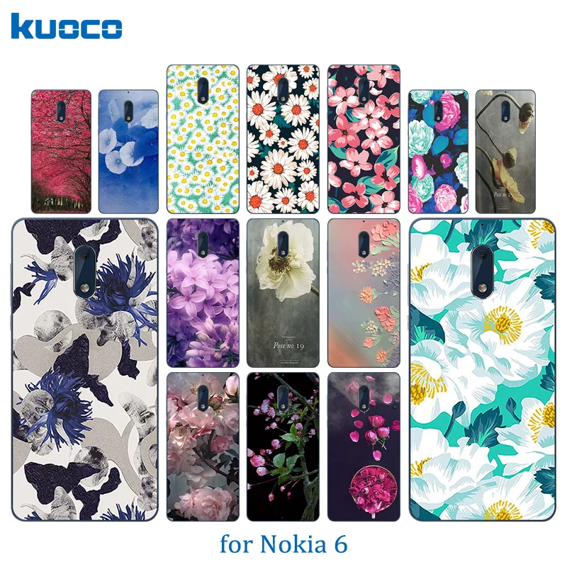 Phone Case For Nokia 6 Soft TPU Silicone Slim Ultrathin Blossom Pattern Fashion Luxury Back Cover Nokia6 Matte Protect Shell |