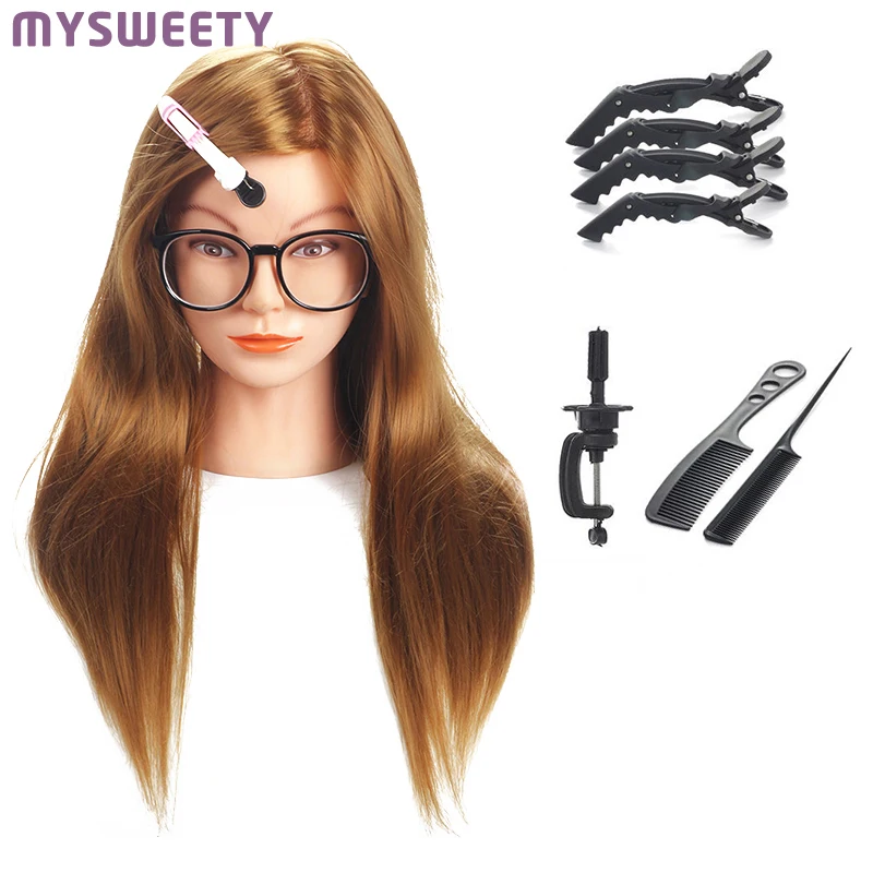 

20"Mannequin Head Hair Synthetic Mannequin Hairdressing Doll Heads Cosmetology Heads Women Hairdresser Manikin