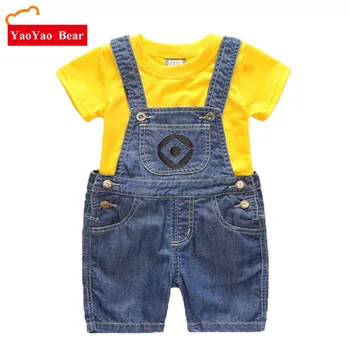 

Boys Girls Set Children's Denim Shorts Suit Kids Clothes T Shirt 2pc Minions Clothing Summer Children Enfant Roupas Menino 1-7Y