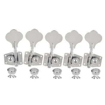 

4R 5R Vintage Open Gear Bass Tuners Machine Head Tuning Keys Pegs Set Right Hand for Jazz Precision P Bass Replacement, Chrome