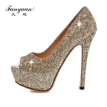 Fanyuan Women Pumps Peep Toe High Heels Shoes Ladies Glitter Platform Heeled Shoes Woman Slip-On Sexy Wedding Shoes Gold Silver Fanyuan Women Pumps Peep Toe High Heels Shoes Ladies Glitter Platform Heeled Shoes Woman Slip-On Sexy Wedding Shoes Gold Silver