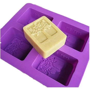 

4 Happiness Tree Silicone Soap Mold Easy To Release Mold Reuse High Temperature Resistant Figures Silicone Chocolate Ice Mould