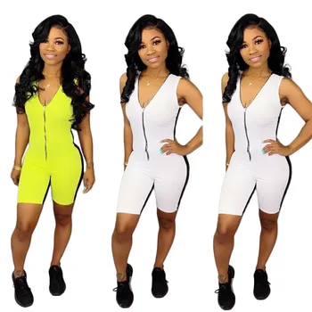 

Spring Summer Women Jumpsuit Bodycon Playsuit Bodysuit Overalls Rompers Plus Size Solid Color Zipper Casual Jumpsuits