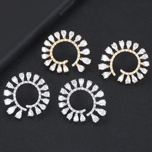 GODKI известная марка класса люкс круг улитки кубический циркон серьги стержня для Для женщин свадебные серьги букле d'oreille femme