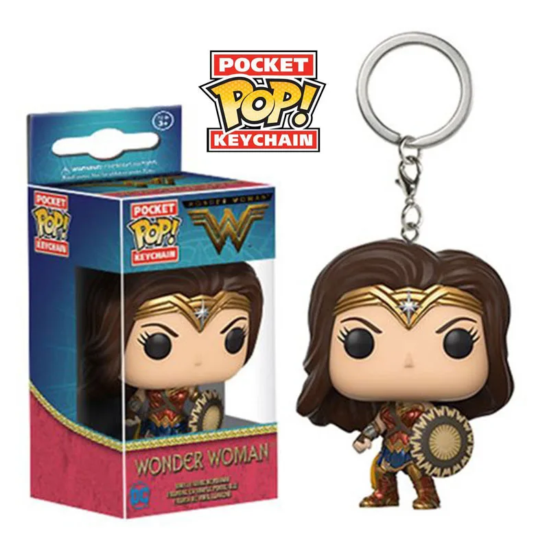 FUNKO POP аниме брелок для ключей чудо женщины флэш фигурка из Добби Карманный Брелок
