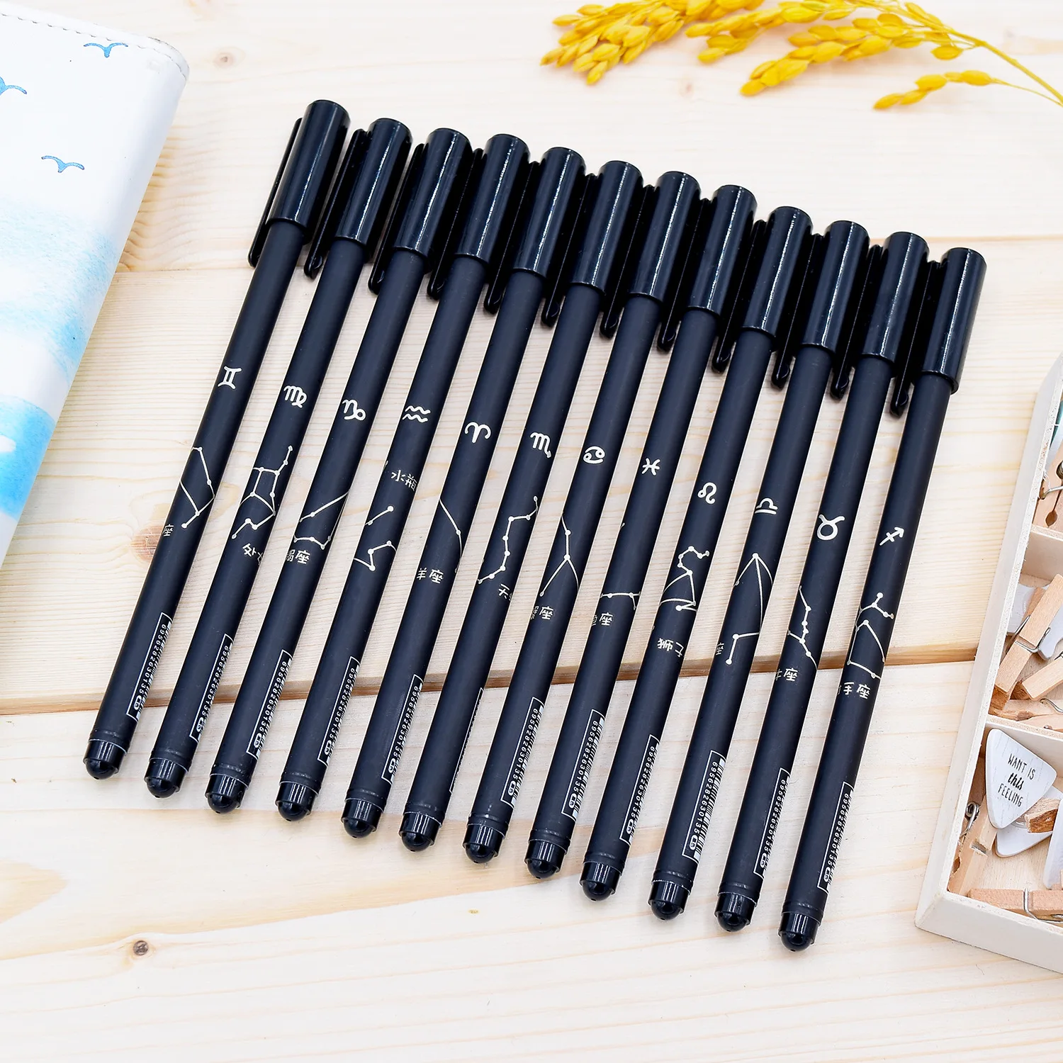 

2 pcs Gel Pens Twelve constellation pen black colored gel-inkpens for writing Cute stationery office school supplies 0.5mm