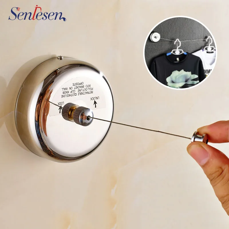 

Senlesen Bathroom Accessories Wall Mount Clothesline Laundry Hanger Dry Hangers Flexible Folding Clothes Lines