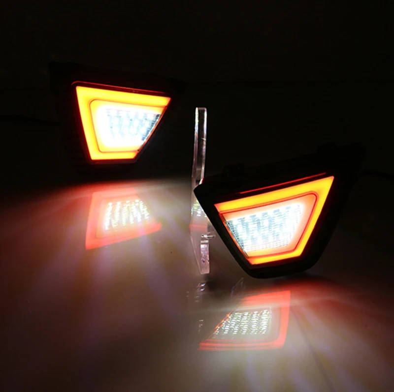 

2Pcs For Honda Jazz Fit 2014 2015 2016 Led Rear bump reflector lights with Driving Braking Turning Reversing lamp Four Functions