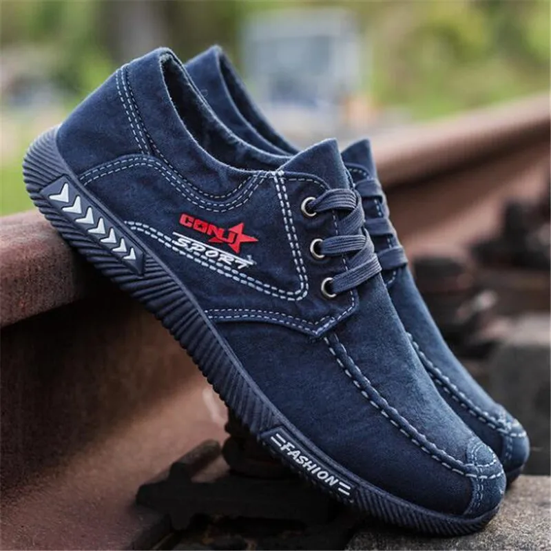 

New high quality men's canvas shoes with anti-kick denim shoes sneakers casual breathable comfortable men's shoes Sportsrunning