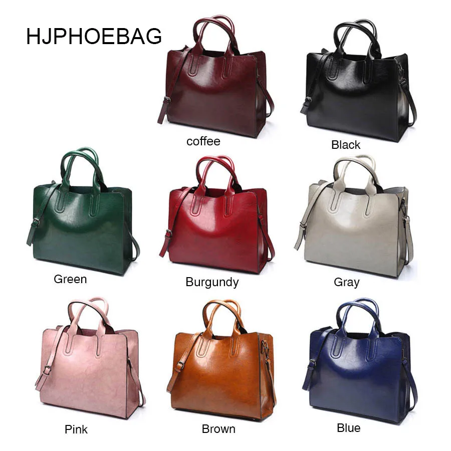 HJPHOEBAG جلد حقيبة يد فاخرة النساء أكياس سيدة حقيبة كبيرة مفتوحة من أعلى الإناث بو حقيبة كتف المرأة حقيبة ساعي بولسا الأنثوية YC001