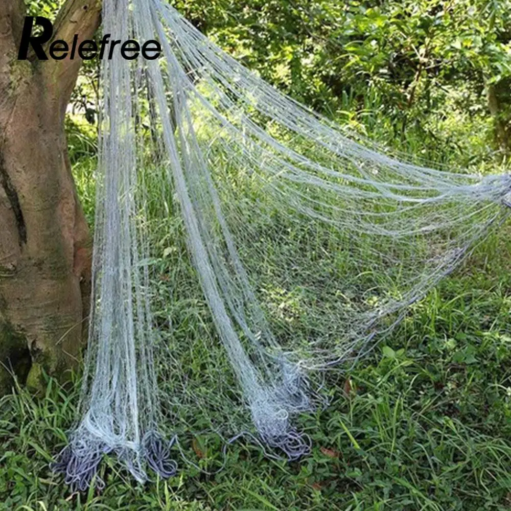 

Gray Nylon Multifilament Folding Fishnet Fishing Tools Mesh Hole Net Fishing Gill Net Durable Salvage Network