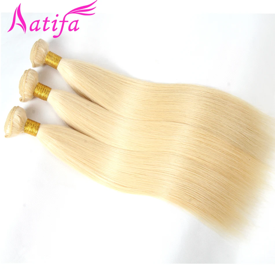 #613 Bundles Brazilian Straight Hair Weave Blonde Human Hair 4 Bundle Deals Aatifa Remy Hair Extension 10-28 Inch Bundles