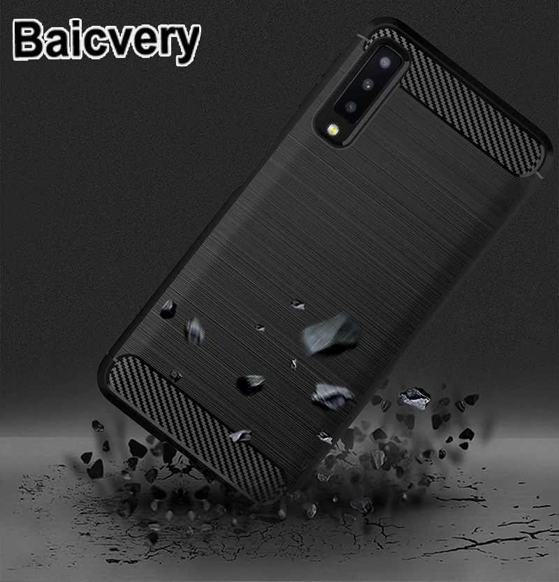 Carbon Fiber Case for Samsung A7 2018 A730 A730F 6.0 Inch Silicon Cover Phone Galaxy Soft TPU | Мобильные телефоны и