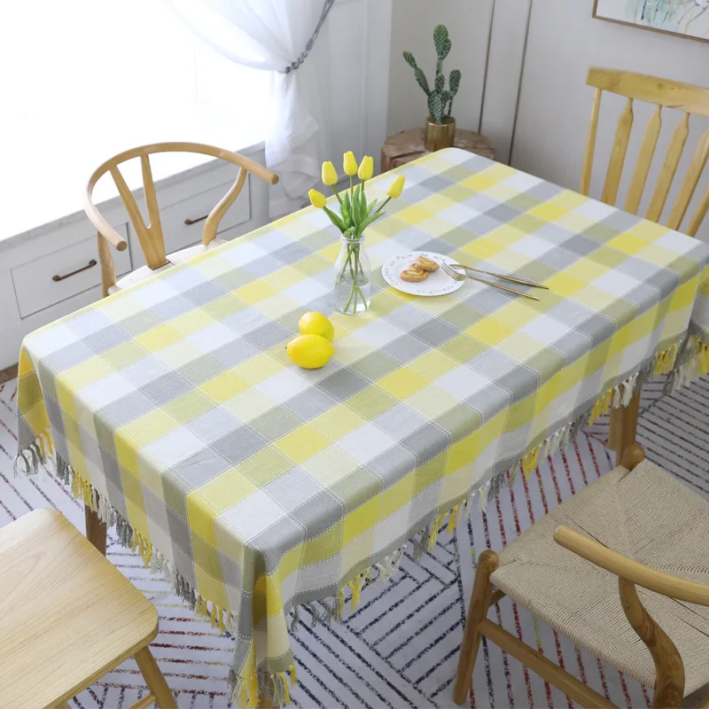 

New Soft Patchwork Color Table Cloth For Dinner Living Room Home Decor End Dustproof Table Cover 1pcs Cotton Linen Tablecloth