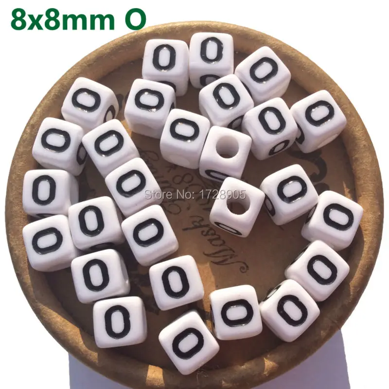 

lettres Buchstabe Bead Loose Square English Letter 1100pcs 8mm Cube White Black Single Alphabet A B C D E F G H I J K L M N