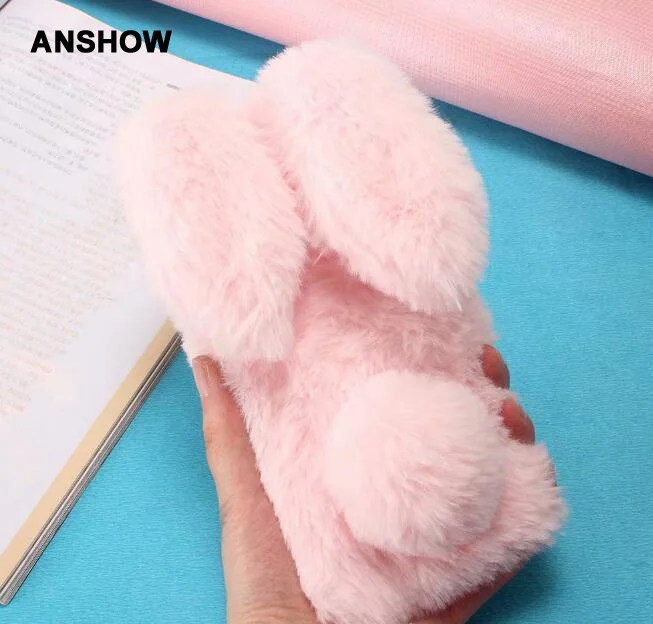 

3D Rabbit Ears For Huawei P20 Lite V10 Mate 10 Pro 9 Y9 2018 P Smart Enjoy 7 Plus Hair Fur Soft TPU Case Cover Fluffy