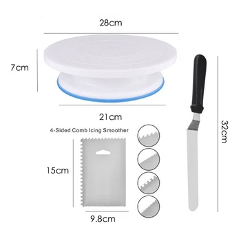

Manual Rotating Cake Decorating Turntable Set Round Non-slip Cake Turntable Flower Table Baking Tools