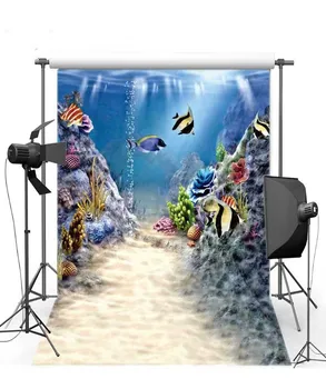 

Under The Sea Aquarium Fish backdrop Vinyl cloth High quality Computer printed party Backgrounds