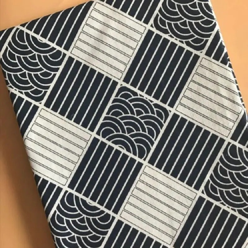Square Черно-белая хлопковая льняная ткань с принтом, холщовая ткань, ткань для пэчворка, ткань ручной работы, сделай сам, ткань для шитья, домашний материал - Цвет: Square