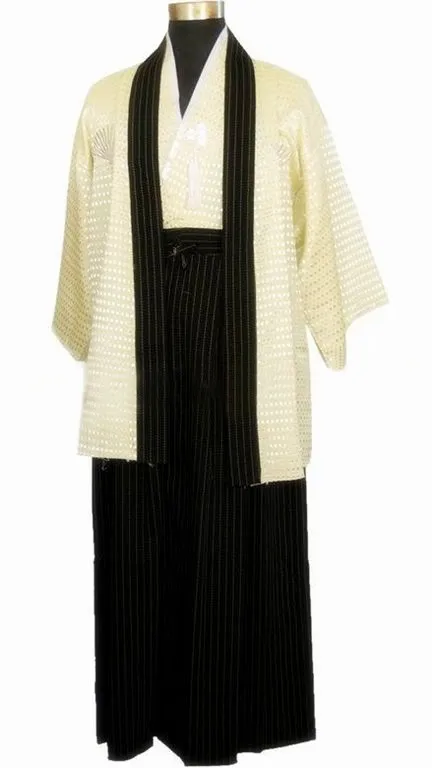 Черный Винтаж японский Для мужчин кимоно хаори традиционной мужской воин юката производительность Хеллоуин костюм Костюмы один размер b-066