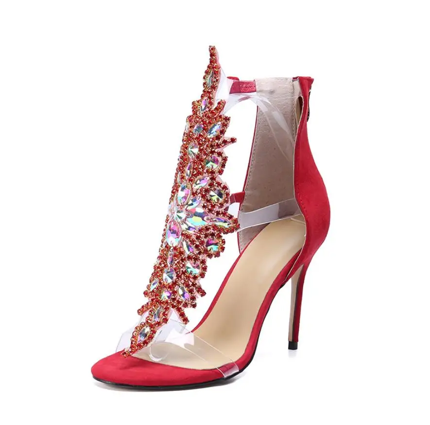

Summer new single shoes women Europe and America high diamond studded metal buckle high heel sandals