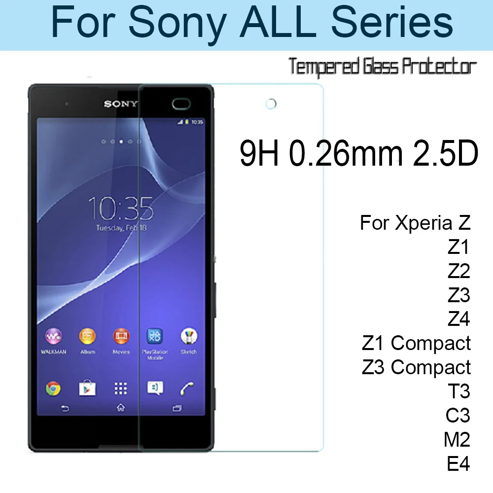 500 шт. 0.26 мм 9 H Закаленное стекло Защитная пленка для Sony Xperia Z3 Мини Z2 Мини Z1 мини e4g XL39h s36h для всех sony Модель