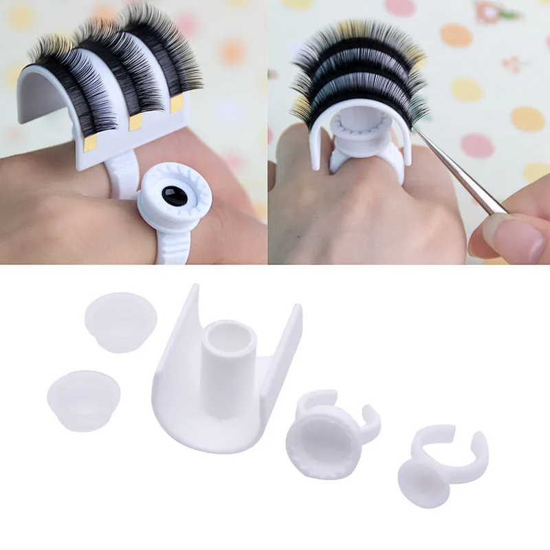 

Eye Lash Strip Holder Pallet Glue Ring Cups Set Volume 3D Eyelash Extensions Kit
