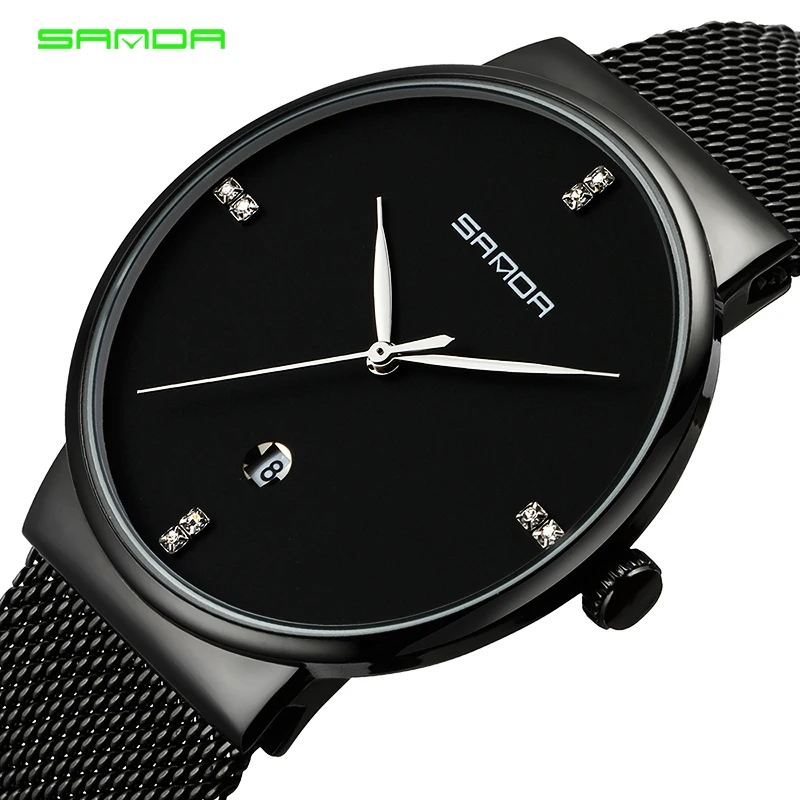 

SANDA Brand Men Watches Luxury Sport Quartz Waterproof Watches Men's Stainless Steel Band Auto Date Wristwatches