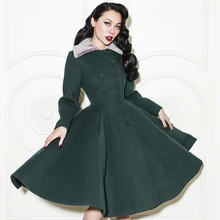 Le Palais Vintage 2017 New Arrival Elegant High Quality Women’s Coats Double Breasted Slim Large Swing Skirt Wool Coat Women