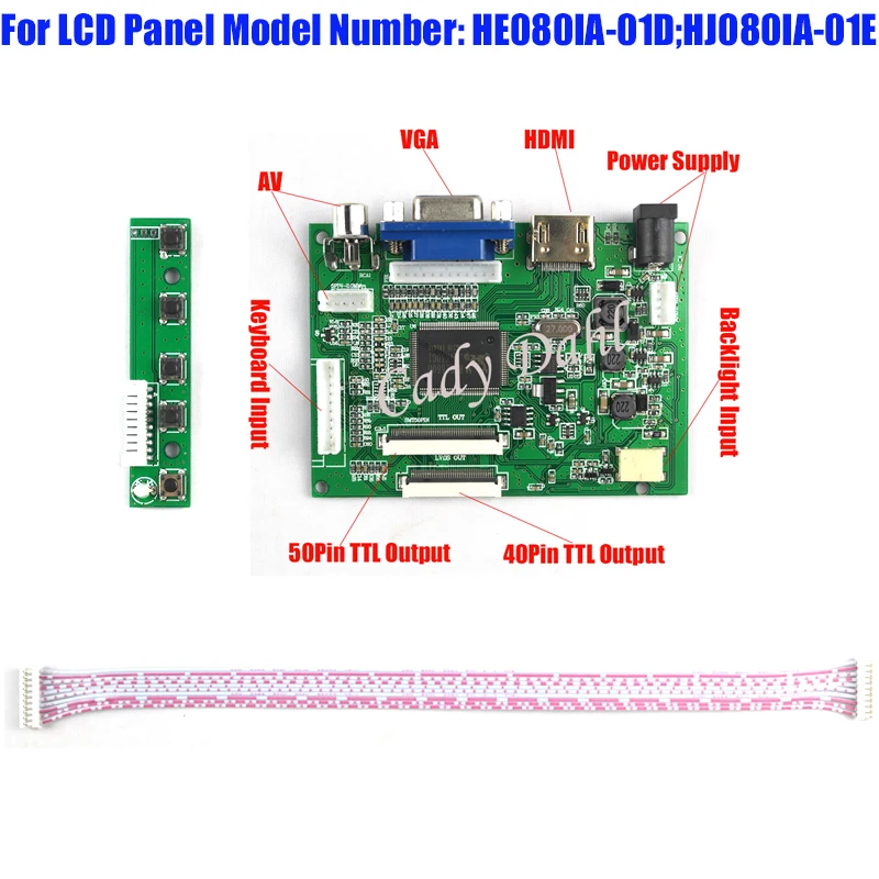 Плата контроллера высокой яркости HDMI VGA 2AV TTLController для HE080IA-01D HJ080IA-01E 1024X768 40 Pins TFT