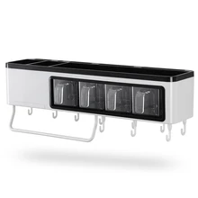 Многофункциональная кухонная полка настенная вешалка для ножей подвесные кухонные принадлежности перфоратор для пластика-свободная Полочка для приправ LU4202