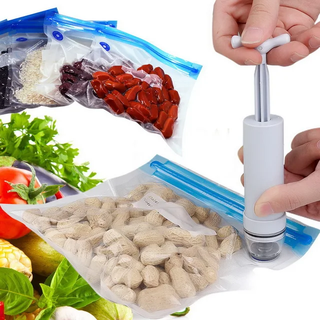 Manual Food Storage Bag With Hand Pump Vacuum Food Packaging