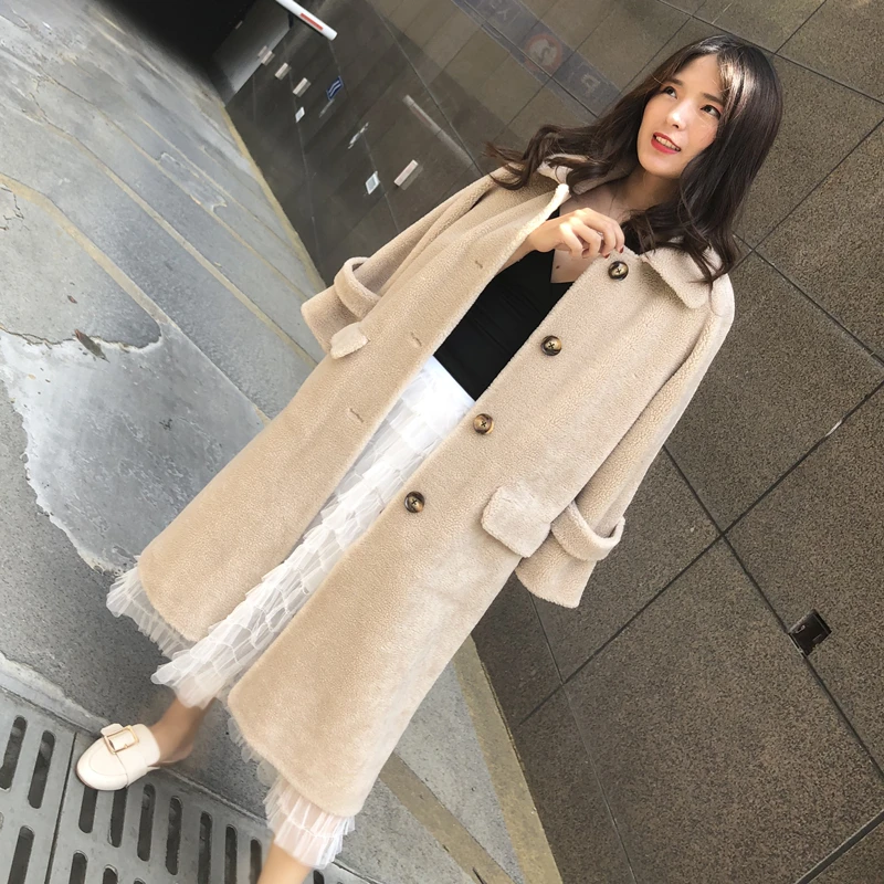 

New wool granules velvet coat female winter fur one fur cashmere sheep shearing jacket
