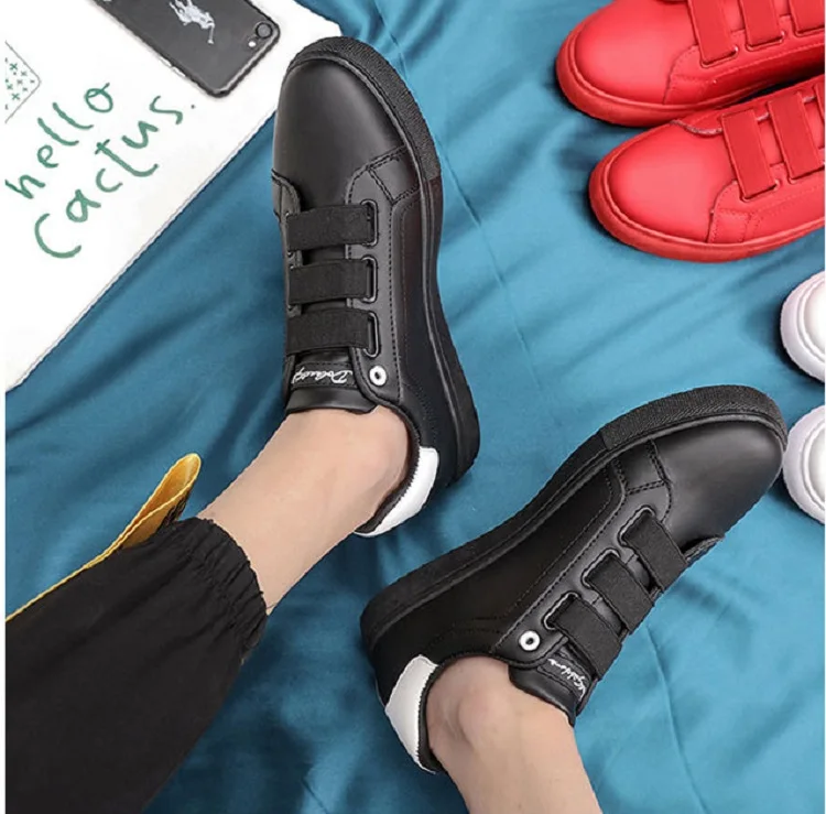 Spring Autumn Man Skateboarding Leather stitching Shoes Sneakers Breathable Elastic band  Hard-Wearing Round head Flat Shoes Man (14)