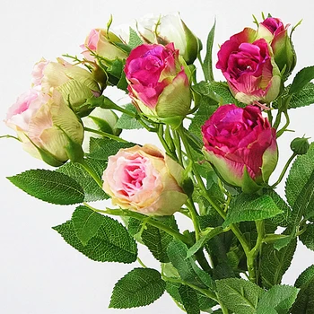 

4Heads Artificial rose branch silk+plastic flores Simulation rose flowers for home hotel wedding decoration rose