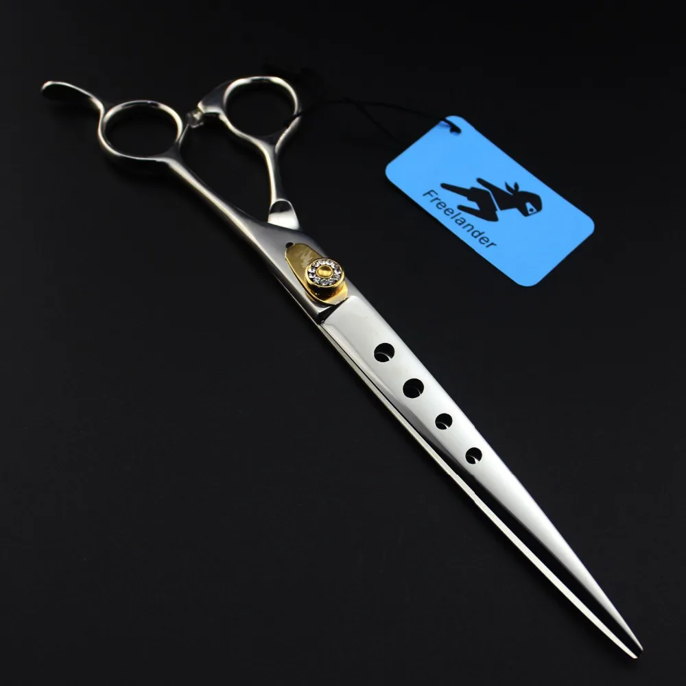 

8inch Pet Hair Cutting Scissor Hole on Blade Sharp Edge Professional Pet Grooming Tool 440C Stainless Steel Haigh Quality