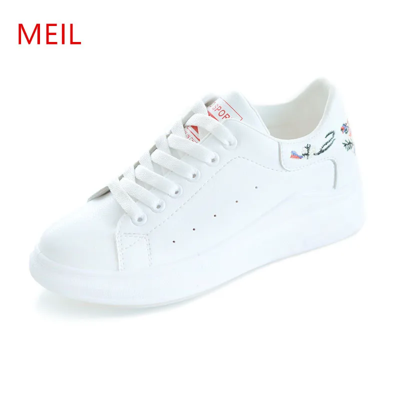 

White Platform sneakers shoes women 2018 Spring and Summer white sneakers ladies Casual shoes fashion Female shoes tenis