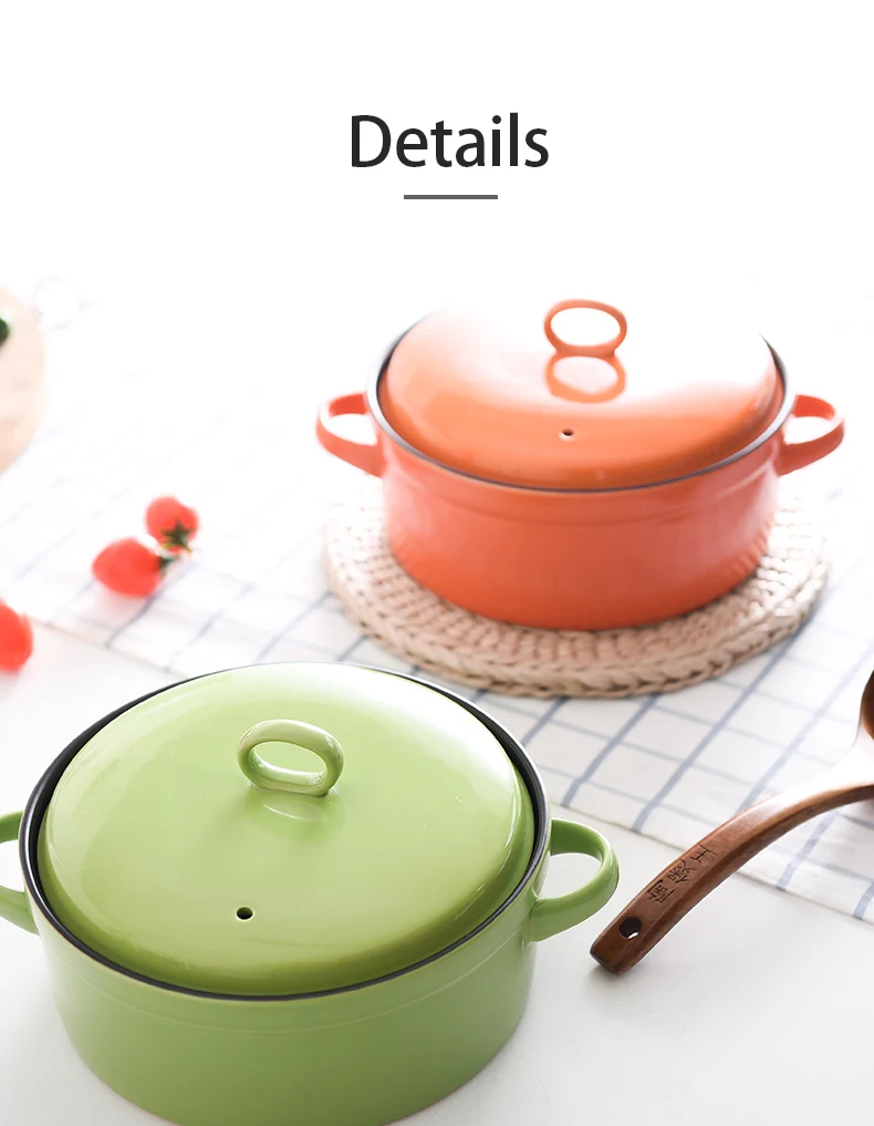 Цветные глазурованные кастрюли Ceramique Earthen кастрюли керамические горшки для приготовления пищи Lobscouse кухонная посуда