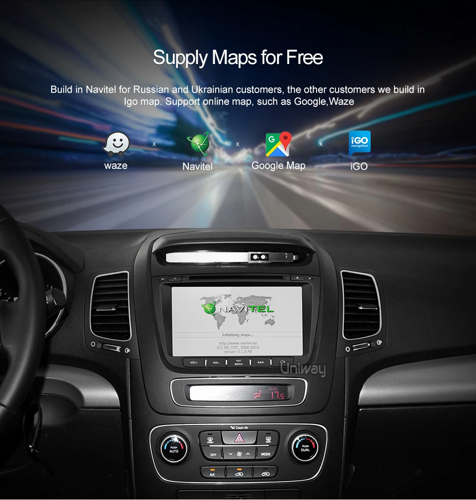 Uniway ZSLT8071 2G android 8,1 автомобильный dvd для kia sorento 2013 Автомобильный Радио gps навигация с управлением рулевого колеса