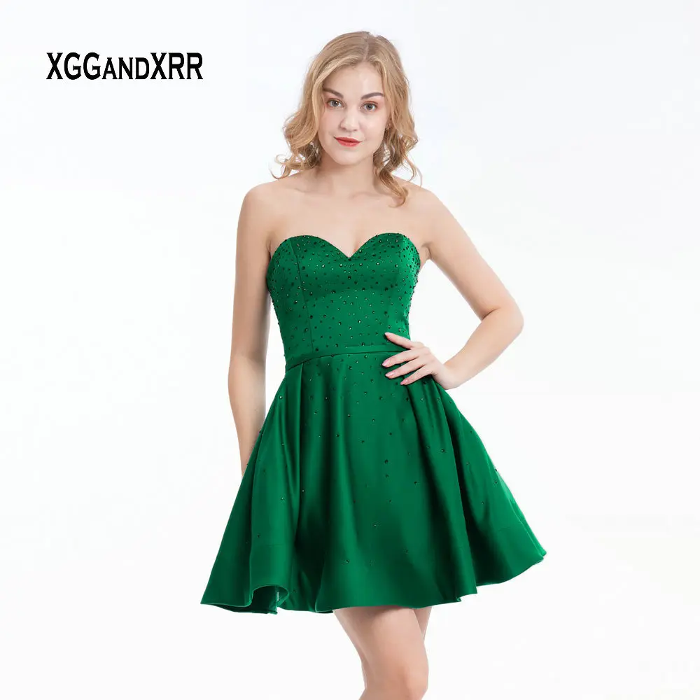 Милая Зеленый Атлас Homecoming платья для женщин 2019 спинки Короткие бирюзовое платье для выпускного вечера Девушка Выпускной платье