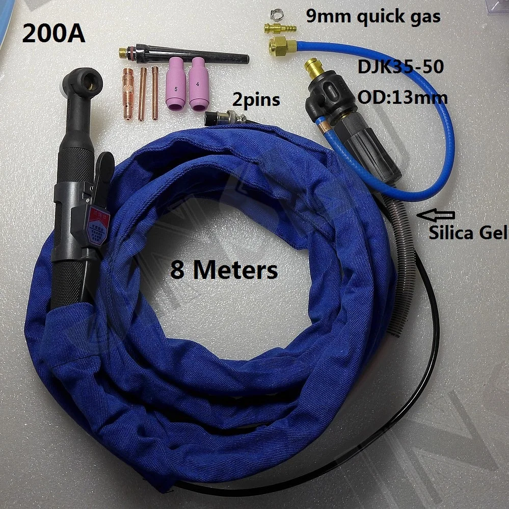 Light Weight DJK35-50 9mm Quick Gas Connector Silica Gel Soft WP-26 WP 26 TIG-26  Tig Torch Complete 8M 12Feet 26 Series soft silica gel hose wp26 wp 26 wp 26 tig torch complete 4 meters m16x1 5mm gx16 2 pin connector