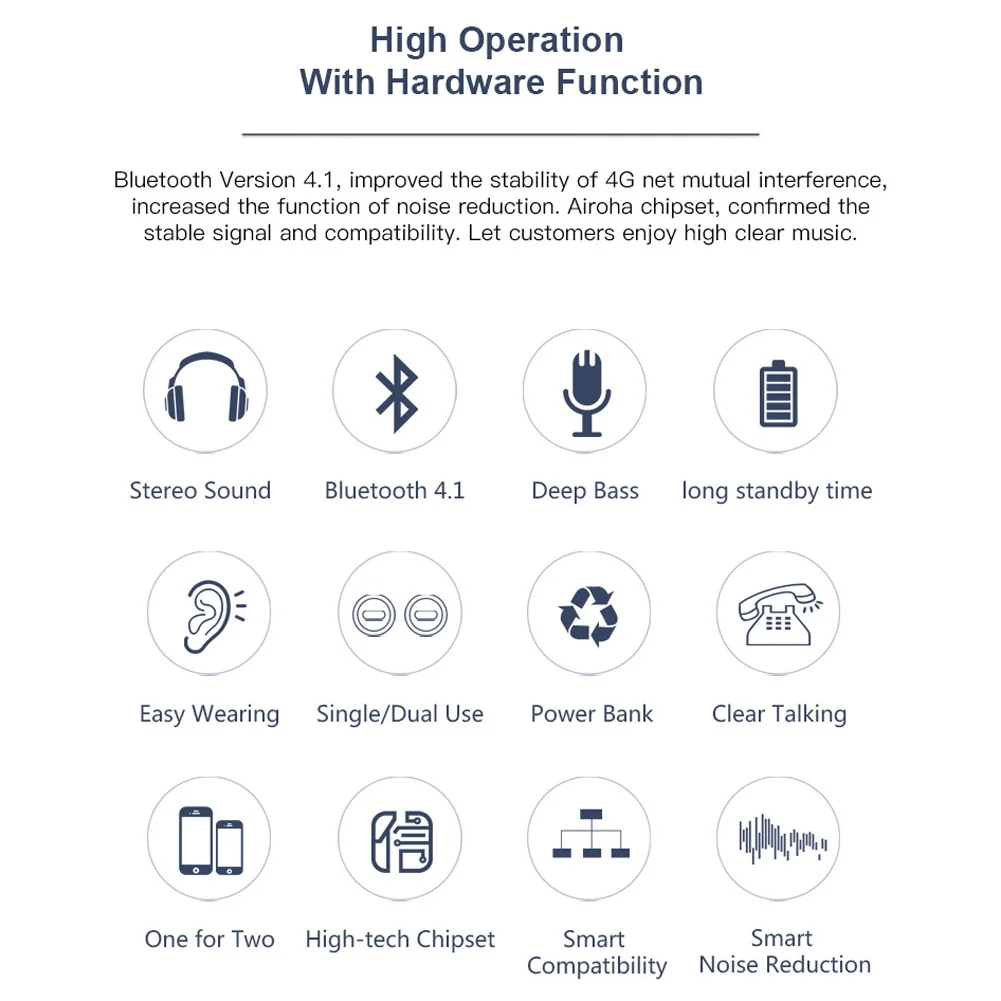 

Wireless Bluetooth In-ear Stereo Music Headsets Waterproof Invisible Earbuds with Mic Charge Box @JH