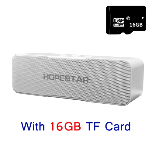 HOPESTAR H13 беспроводной Bluetooth динамик сабвуфер двойной бас стерео Поддержка USB TF AUX FM с зарядным устройством для мобильного телефона - Цвет: White With 16GB Card