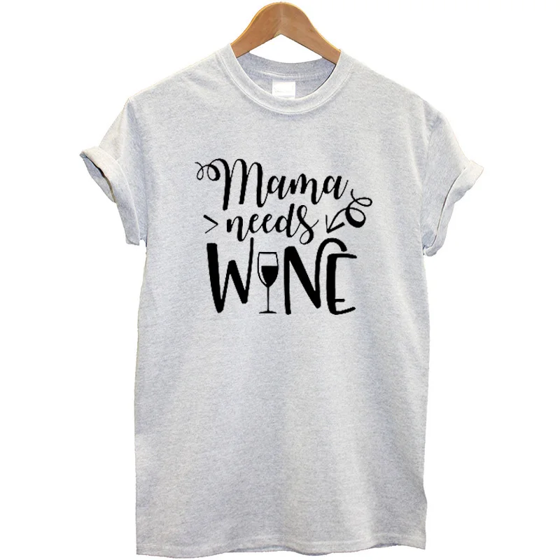 Футболка с надписью Mama Need Wine, Женская забавная летняя одежда с коротким рукавом размера плюс, уличная футболка, Женская хлопковая футболка