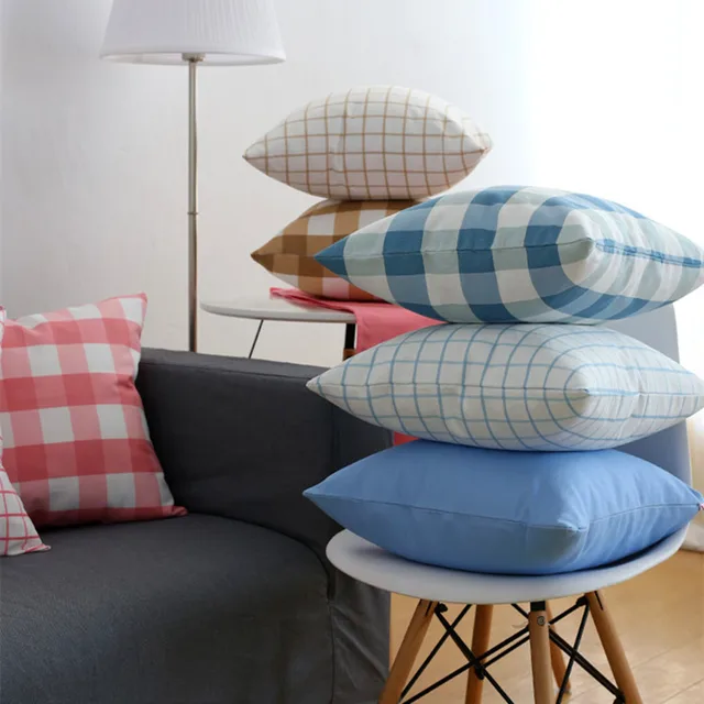 Us 9 66 30x45 40x40 45x45 50x50 60x60cm Simple Thick Cotton Checked Cushion Cover Sofa Past Plaid Pillowcase Throw Pillow In