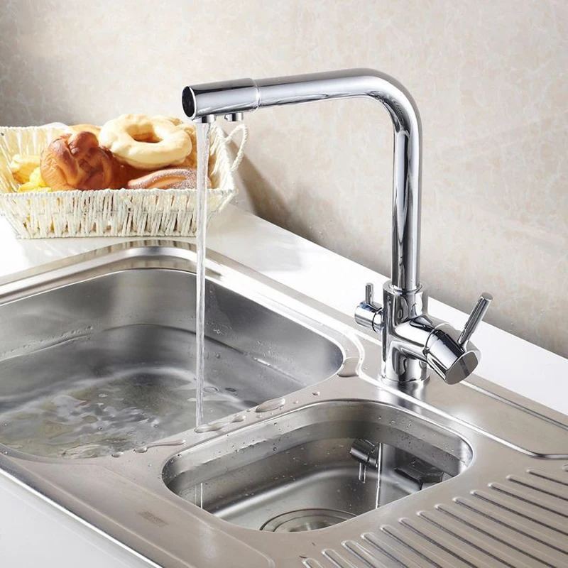 

becola Chrome brass kitchen faucet Cold hot water faucets Kitchen with pure water faucet Multifunctional sink faucet BR-36003