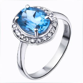 

2017 Limited Qi Xuan_Blue Stone Elegant Rings_fFinger Rings_S925 Solid Silver Fashion Blue Ring_Manufacturer Directly Sales