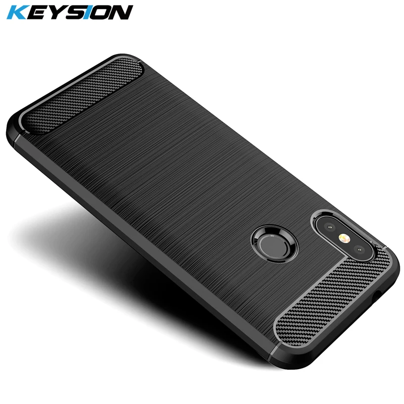 buy KEYSION Phone Case for Xiaomi Redmi 6 6 Pro Carbon Fiber Soft TPU Silicone Brushed Anti knock Back Cover for Redmi 6 6A 6 Pro